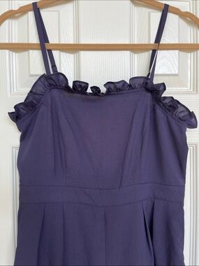 Naked Zebra Purple Ruffle-Trim Wide-Leg Jumpsuit